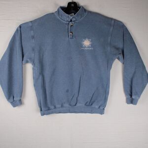 Vintage Crazy Shirts San Francisco Henley Sweatshirt 90's Relaxed Fit Blue Faded